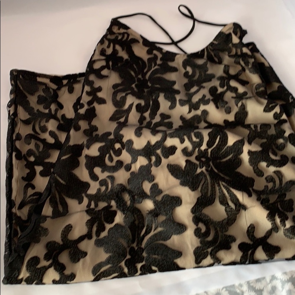 Lovers + Friends Black Floral Appliqué Backless Dress